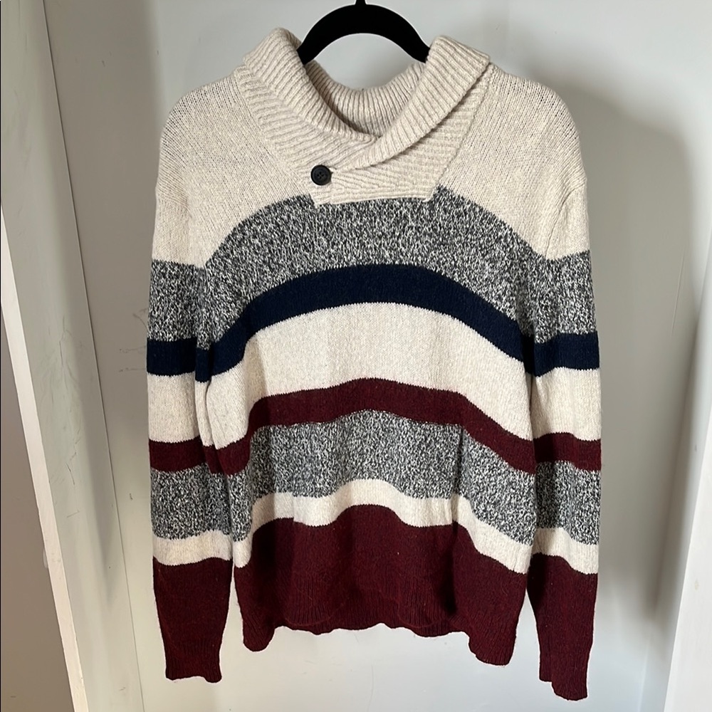 Striped Shawl Collar Sweater